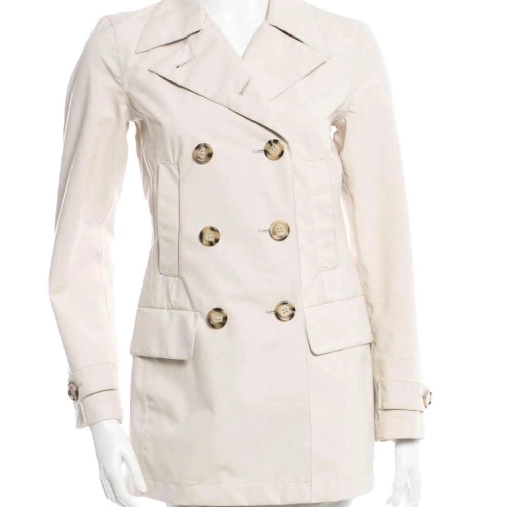 Prada Women's Cream Double-Breasted Trench Coat